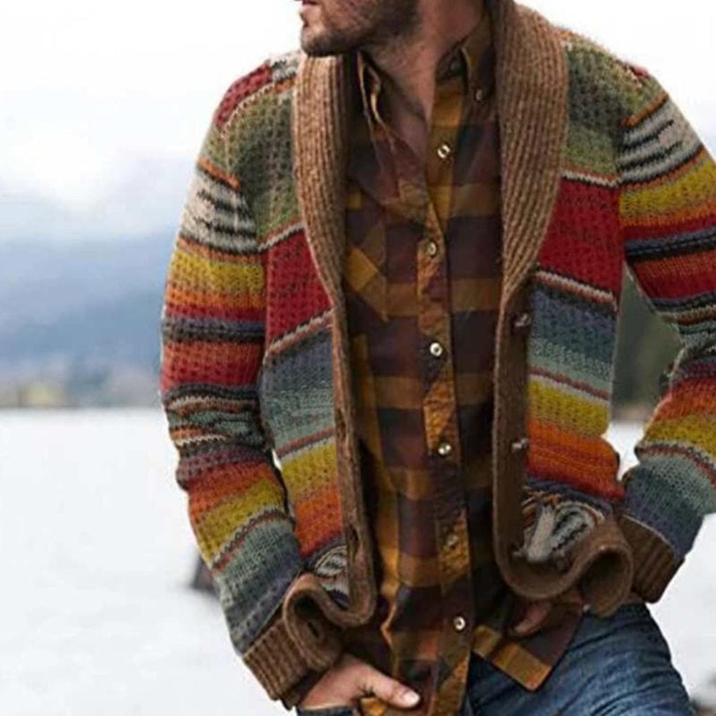 Cardigan Rayé pour Homme – Tricot Détendu avec Flair Coloré