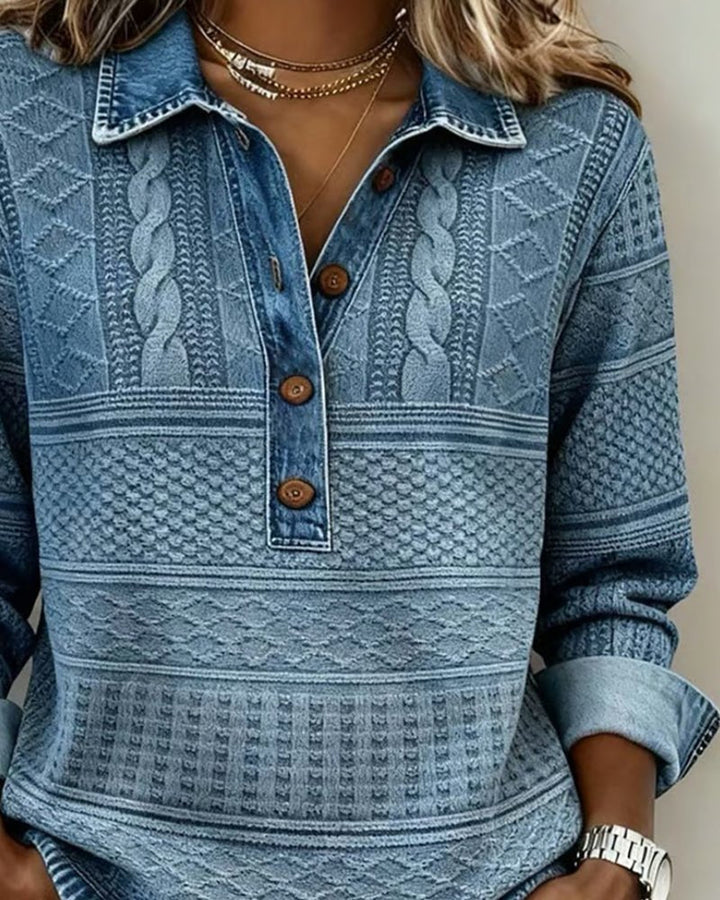 Charlotte | Cable Knit Sweater Half Button Collared Pullover