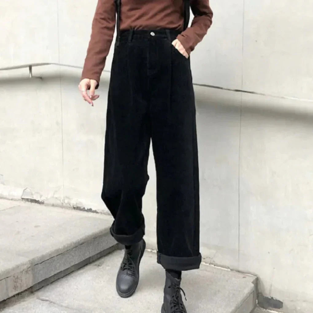 Pantalons en Corduroy pour Femmes – Texture Riche avec Bord Casual