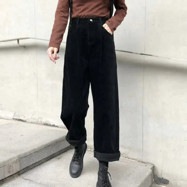 Pantalons en Corduroy pour Femmes – Texture Riche avec Bord Casual