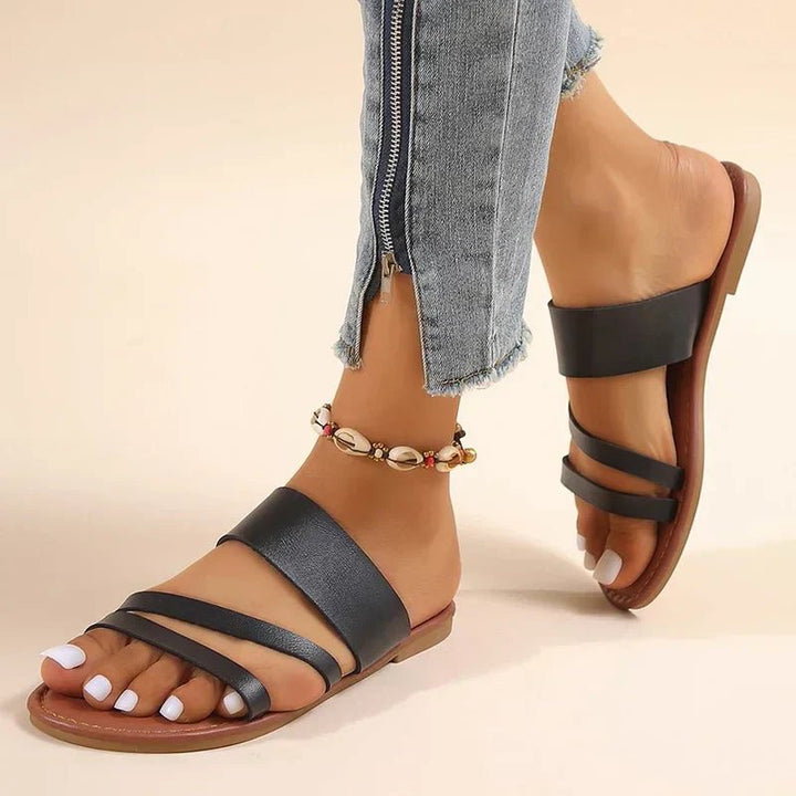 Camila | Cross-Strap Sandals Cushioned Flat Slip-On Summer