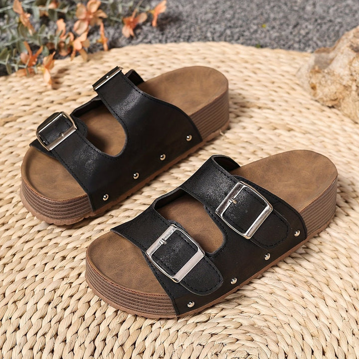 Eleanor | Cross-Strap Sandals Platform Buckle Cushioned Comfort