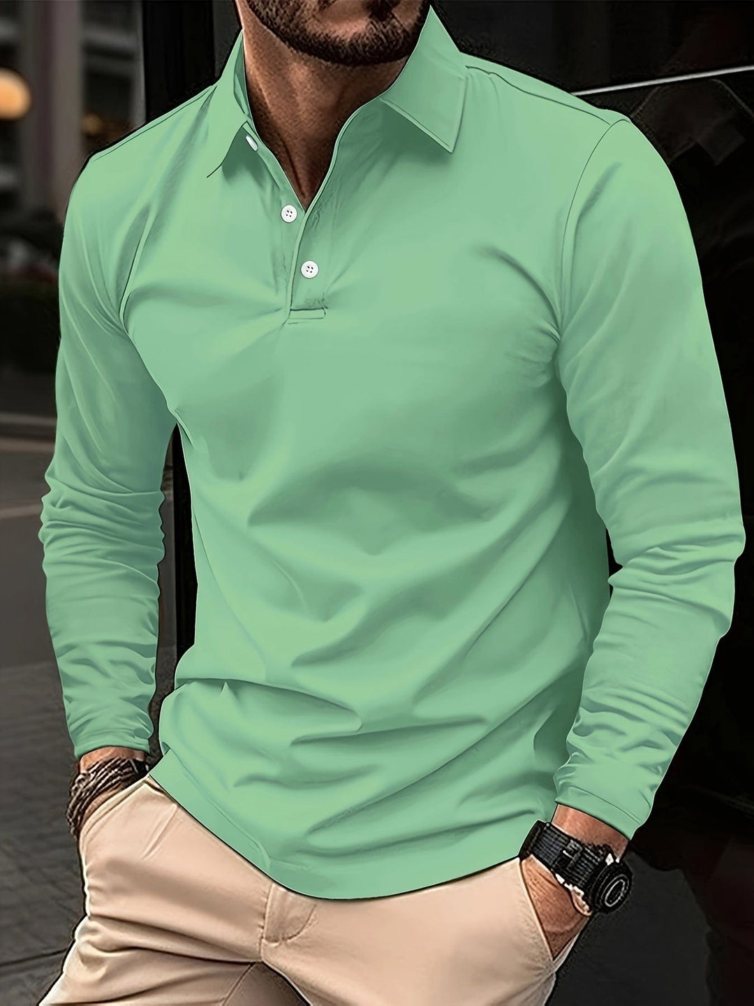 Chemise Polo Homme à Manches Longues