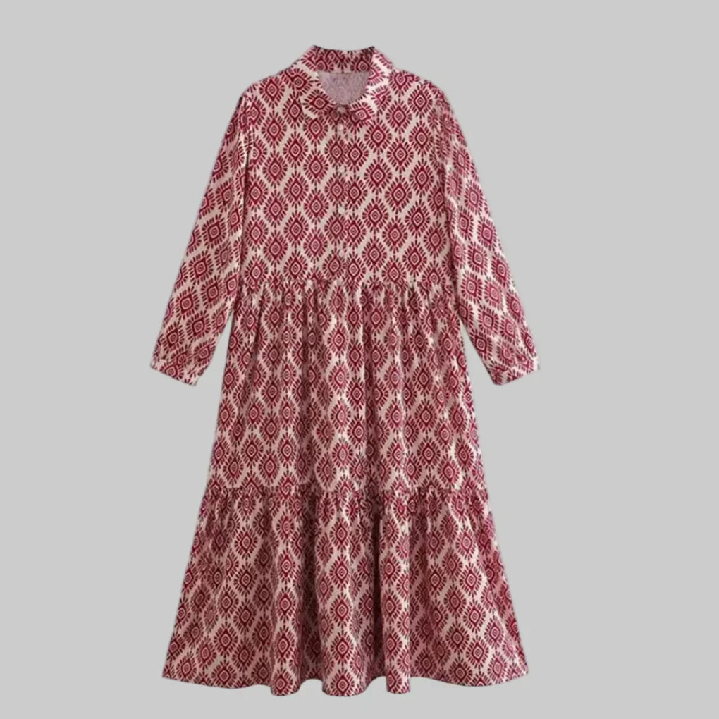 Robe géométrique femme à manches longues