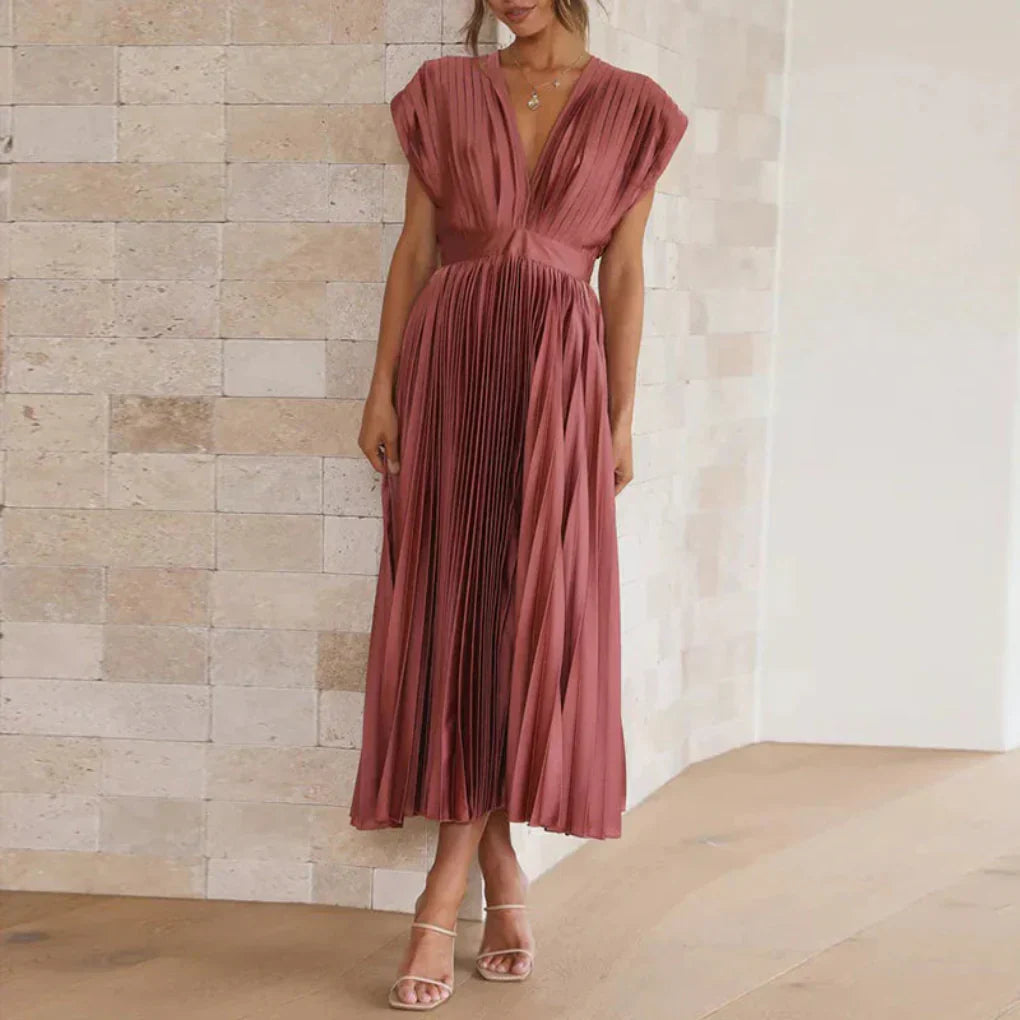 Robe sans manches à col en V moderne pour femmes – Style chic de jour à soir