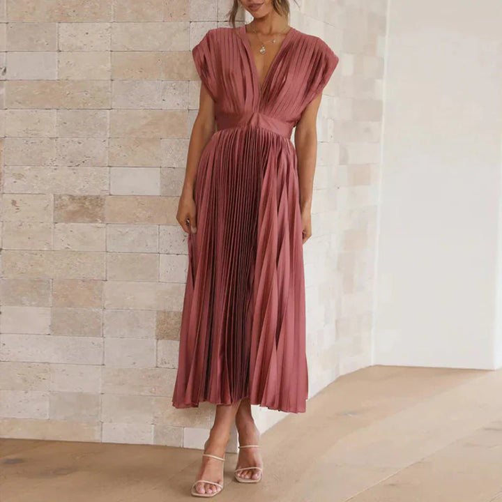 Robe sans manches à col en V moderne pour femmes – Style chic de jour à soir