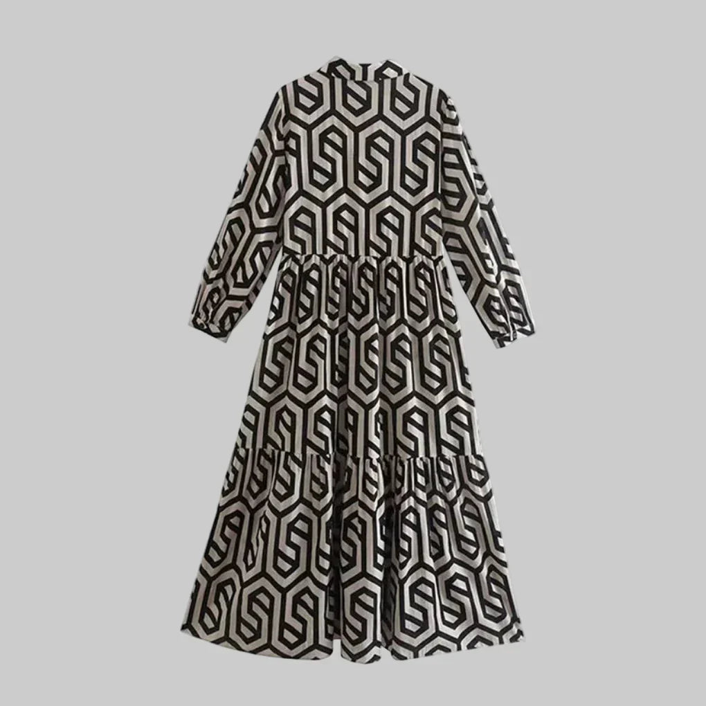 Robe géométrique femme à manches longues
