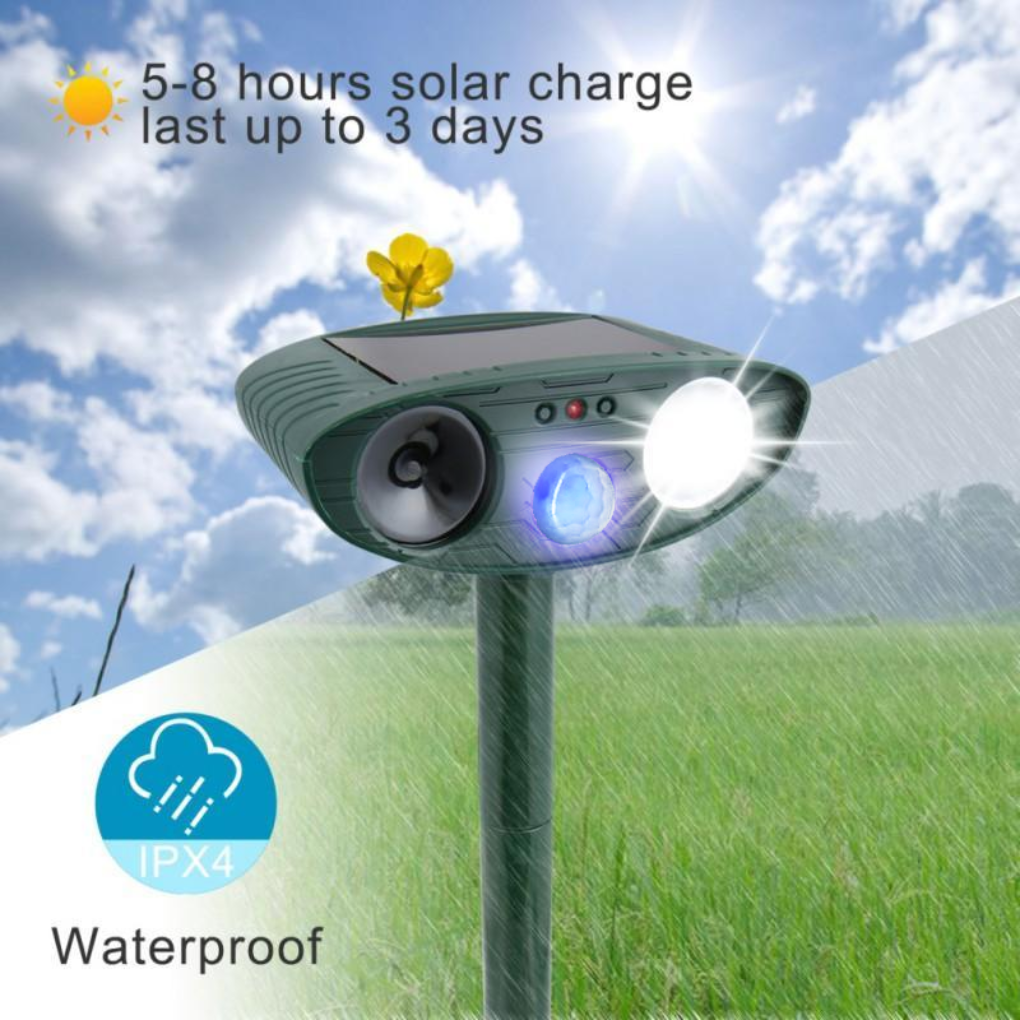 Repulsif Animaux Ultrasonique Solaire Activé par Mouvement