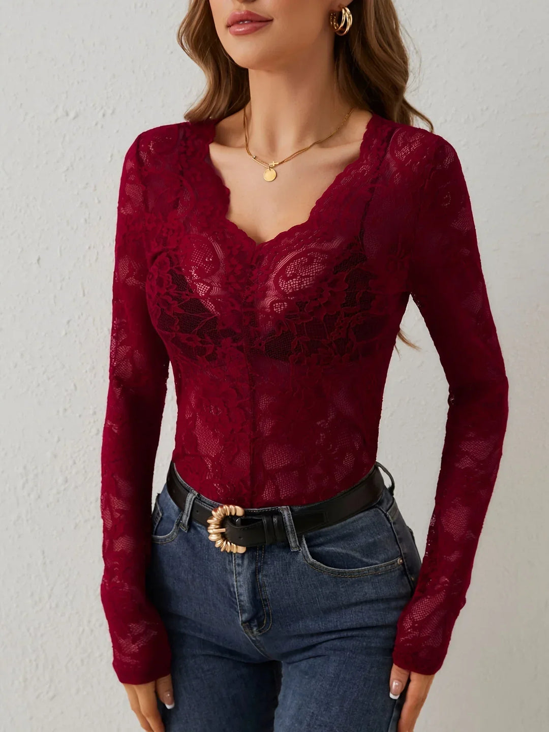 Blouse en Dentelle pour Femmes – Détail Féminin pour un Style Élégant