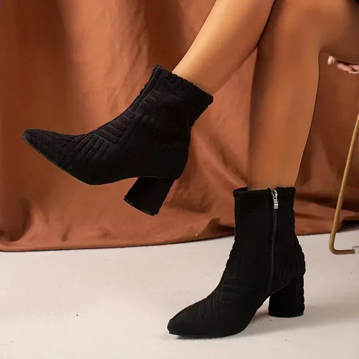 Bottes Femme Talons Blocs de Couleur Unie