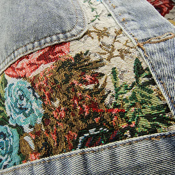 Veste en denim florale pour femmes