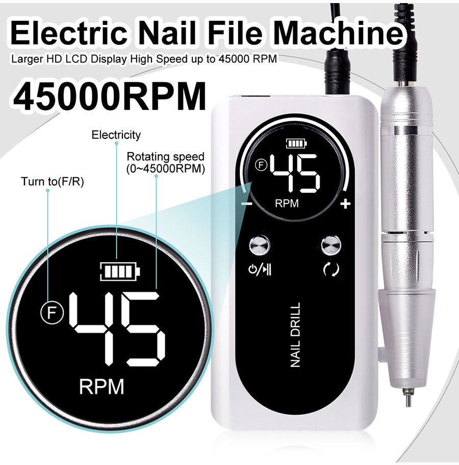 Perceuse à Ongles Électrique Rechargeable 45 000 tr/min