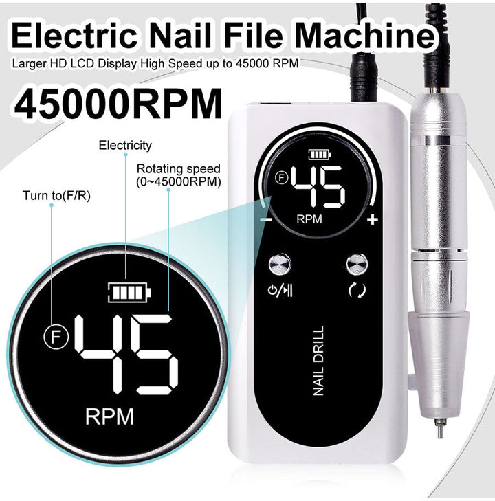 Perceuse à Ongles Électrique Rechargeable 45 000 tr/min