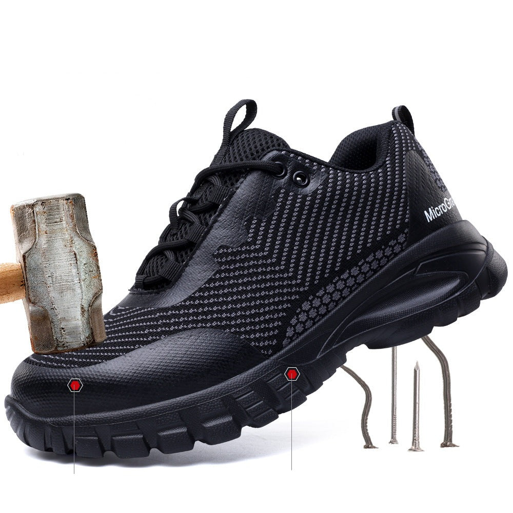 Chaussures de sécurité noires légères et imperméables conçues pour la protection, construites pour le confort