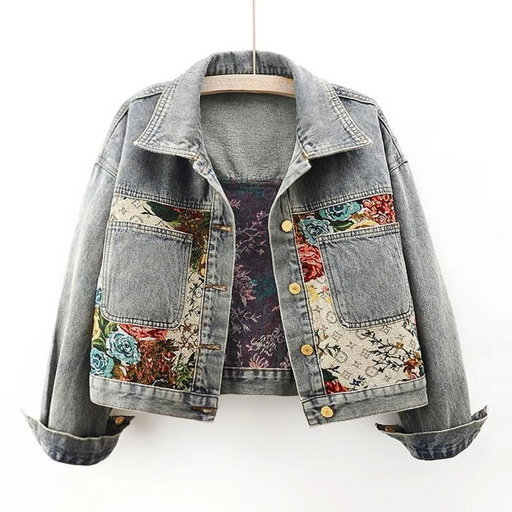 Veste en denim florale pour femmes