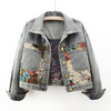 Veste en denim florale pour femmes
