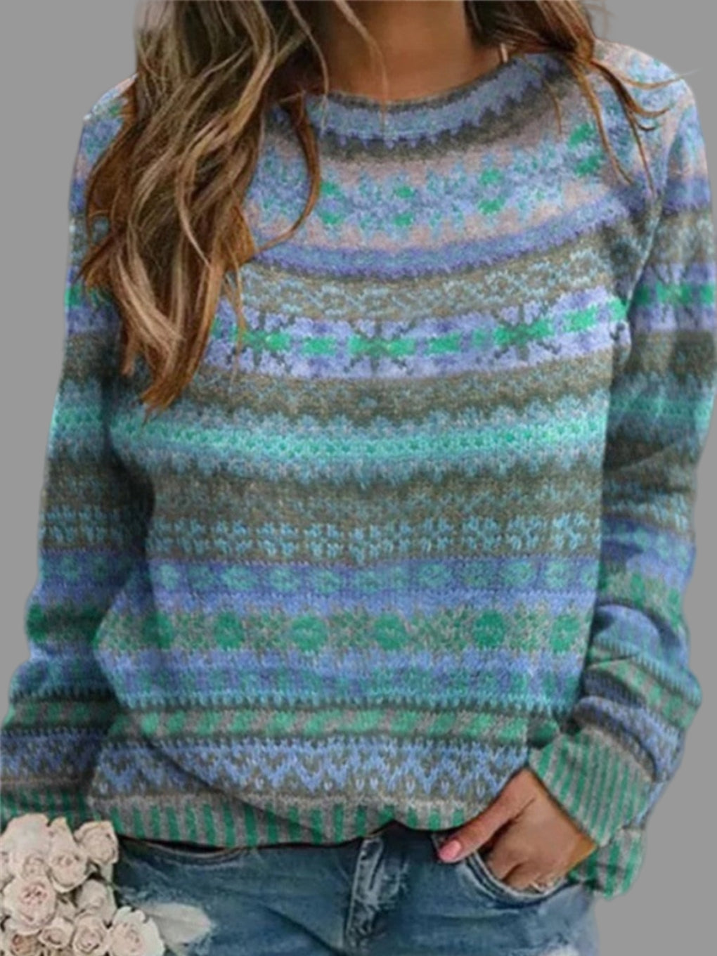 Pull Femme Col Rond – Doux Bleu Vintage