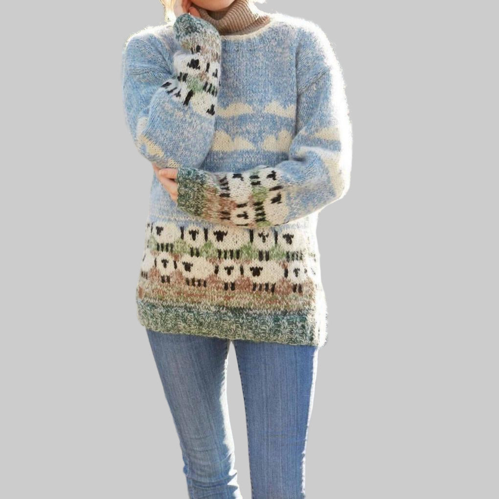 Pull en laine de mouton pour femme – Charmant hiver-jouet