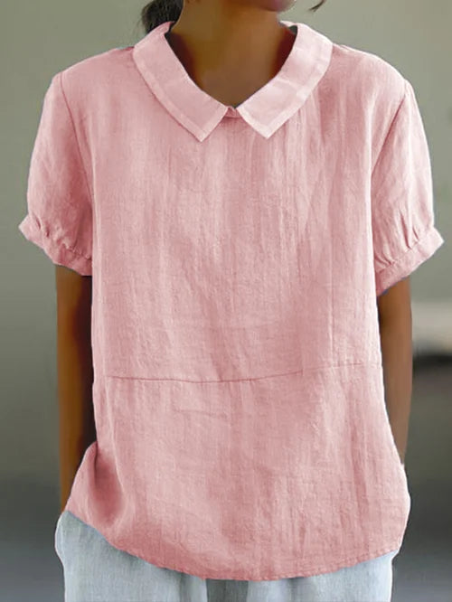 Haut en Coton & Lin Classique Couleur Unie Confort Naturel avec Style Sans Effort