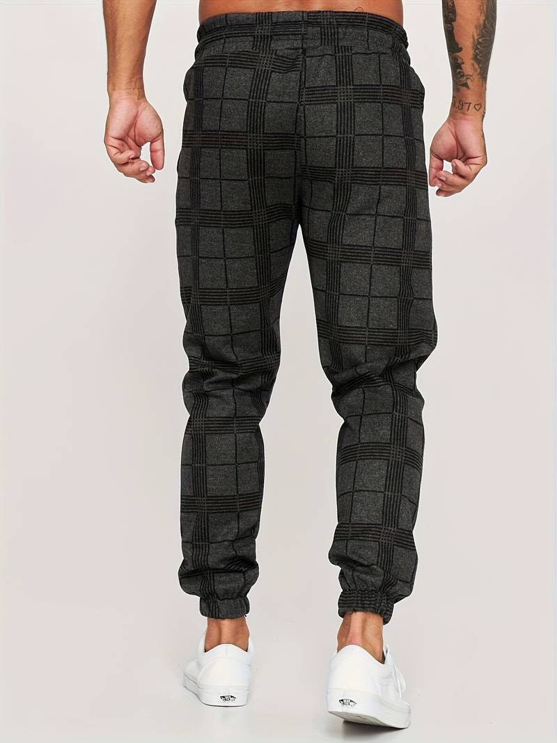 UrbanFit – Pantalons de jogging slim fit à carreaux pour hommes