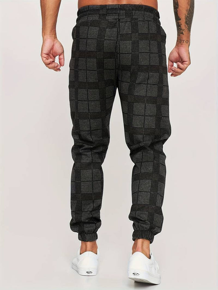 UrbanFit – Pantalons de jogging slim fit à carreaux pour hommes