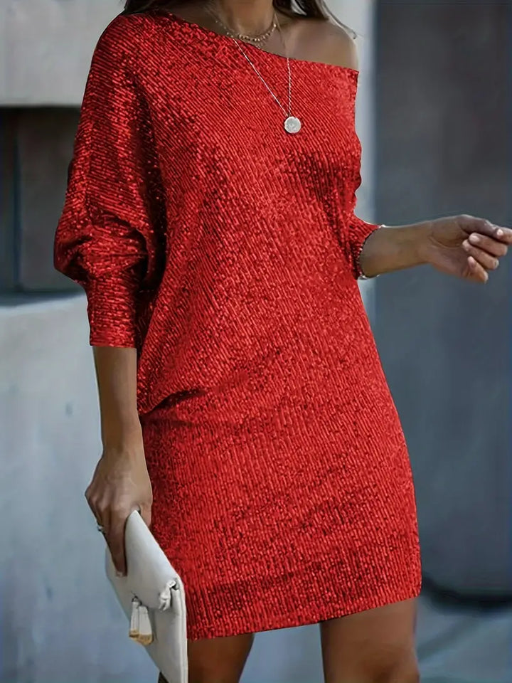 Leonie – Robe de Fête avec Sequins Contrastes | Élégance Radieuse