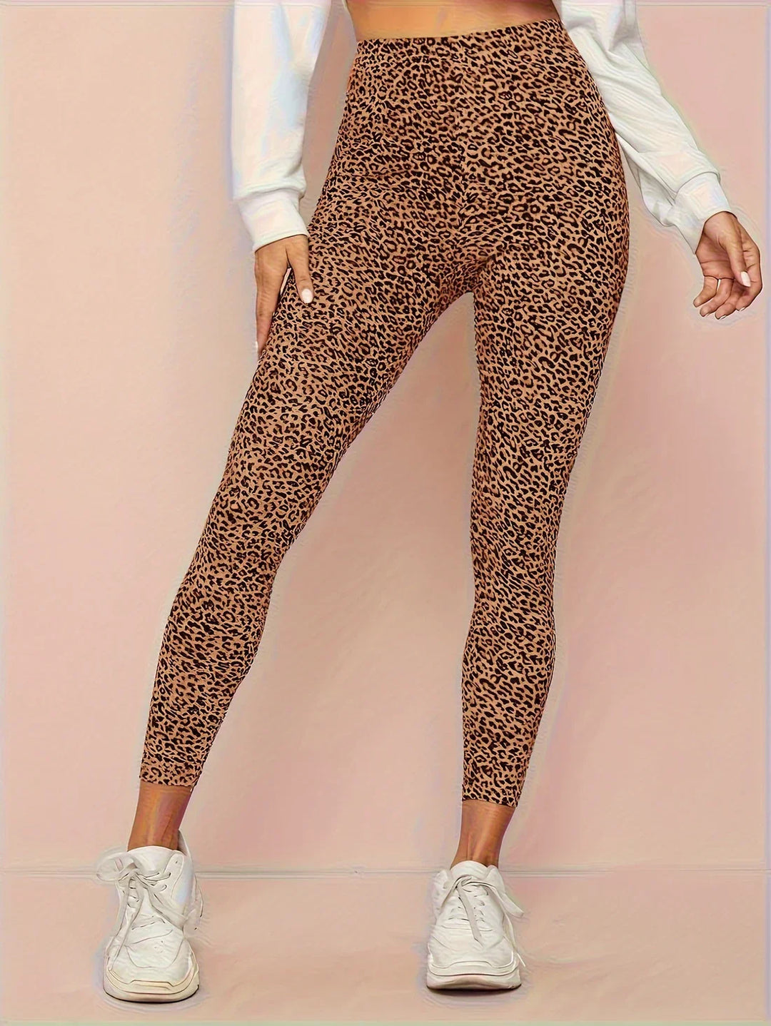 Leggings à Taille Haute Imprimé Léopard pour Femme