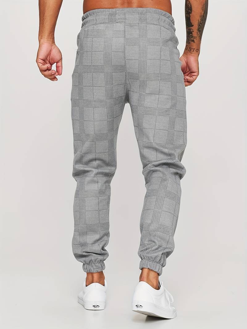 UrbanFit – Pantalons de jogging slim fit à carreaux pour hommes