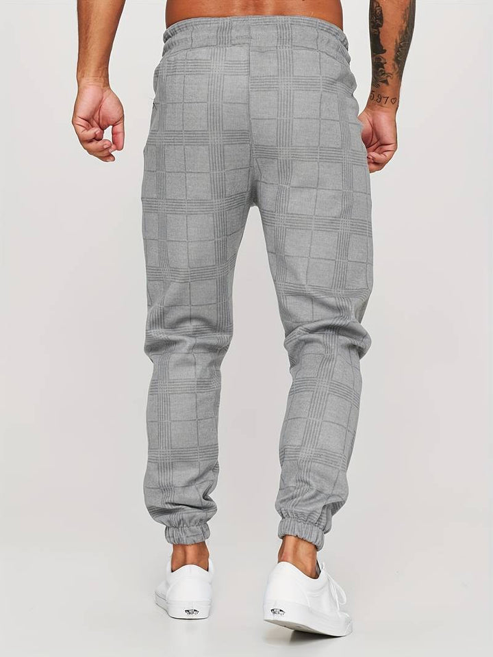 UrbanFit – Pantalons de jogging slim fit à carreaux pour hommes