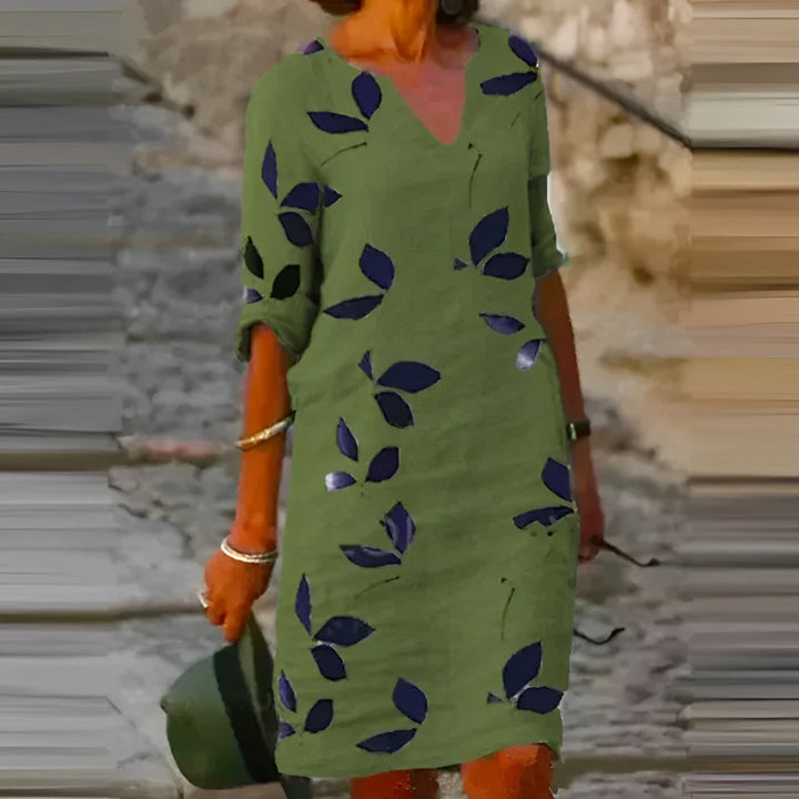 Mavis – Robe d'été à imprimé feuilles pour femmes | Élégance sans effort