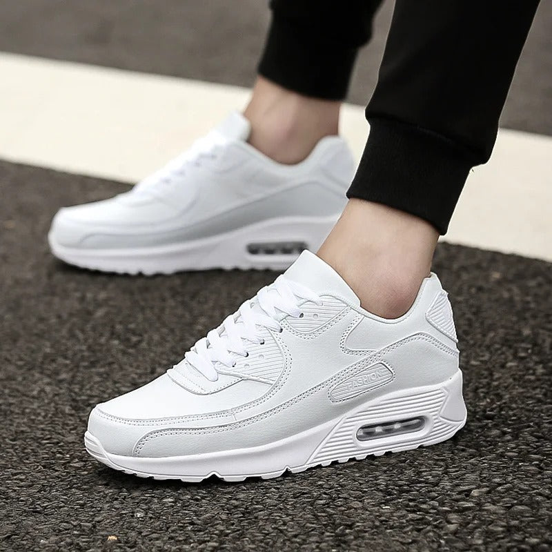 Baskets Haut Semelle en Cuir Blanc pour Hommes | Style Urbain Sleek