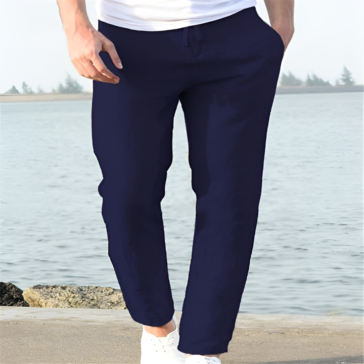 Pantalon d'été en mélange de lin pour homme