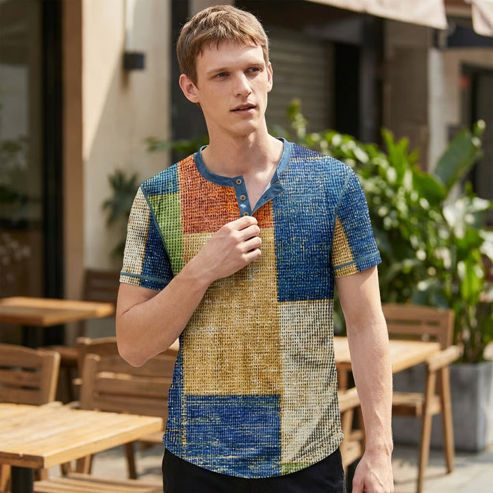 T-shirt casual en maille waffle pour homme