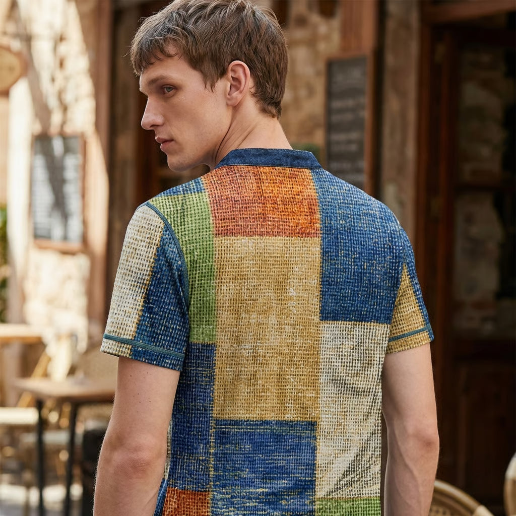 T-shirt casual en maille waffle pour homme