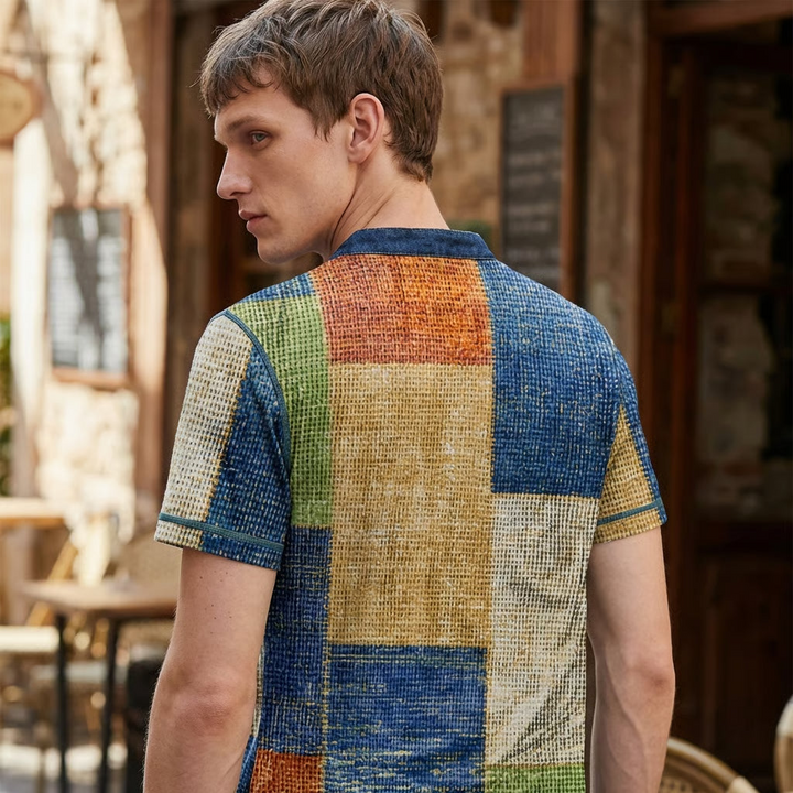 T-shirt casual en maille waffle pour homme