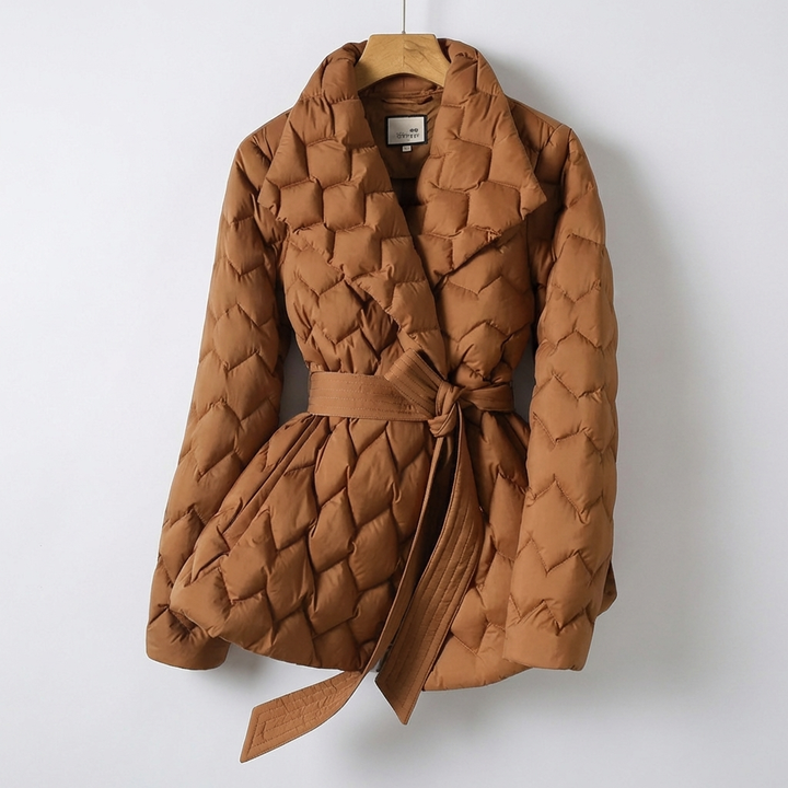 Manteau en doudoune femme avec ceinture