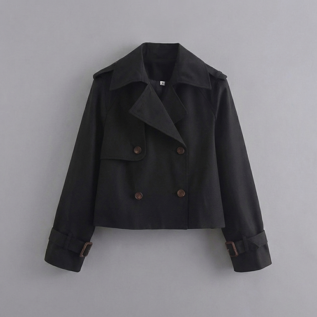 Veste trench courte pour femmes avec double boutons