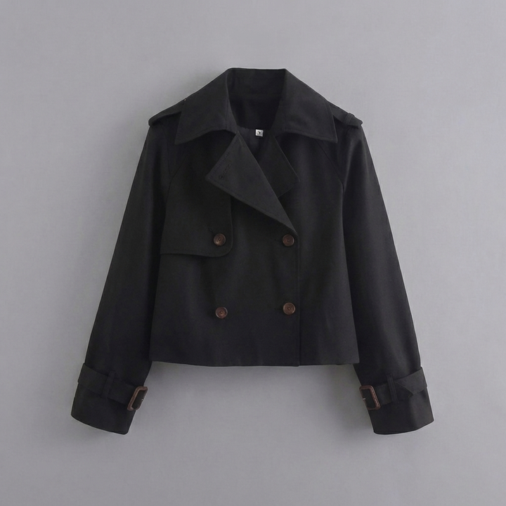 Veste trench courte pour femmes avec double boutons