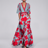Robe Longue Florale à Col V pour Femmes