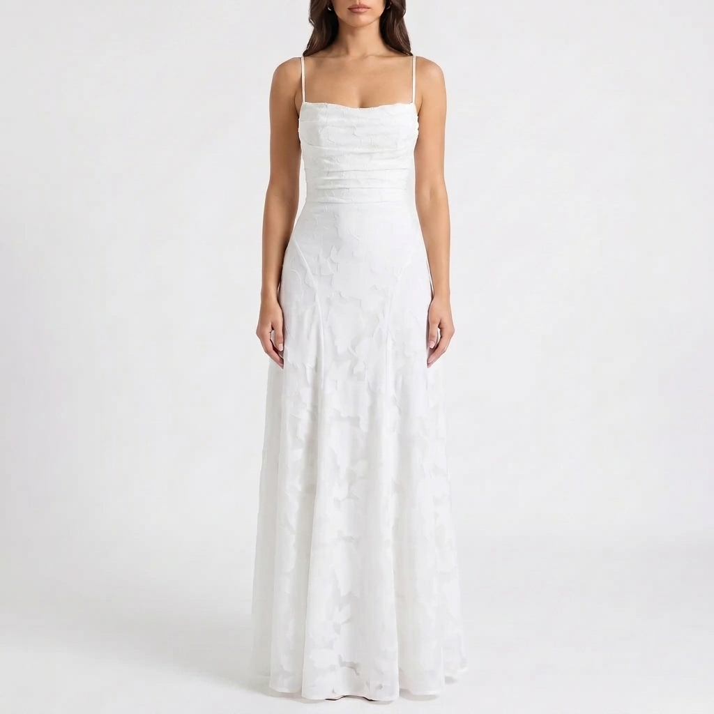 Robe de Soirée en Dentelle Florale Maxi