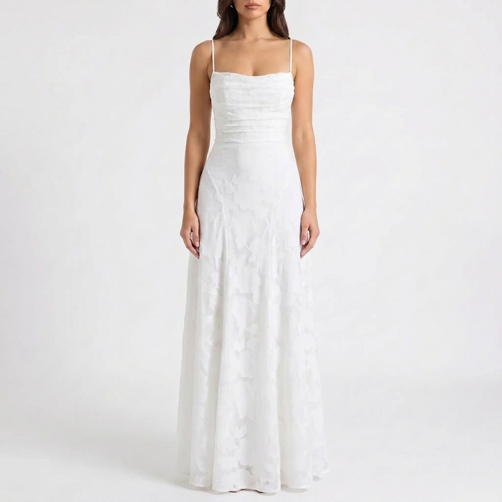 Robe de Soirée en Dentelle Florale Maxi