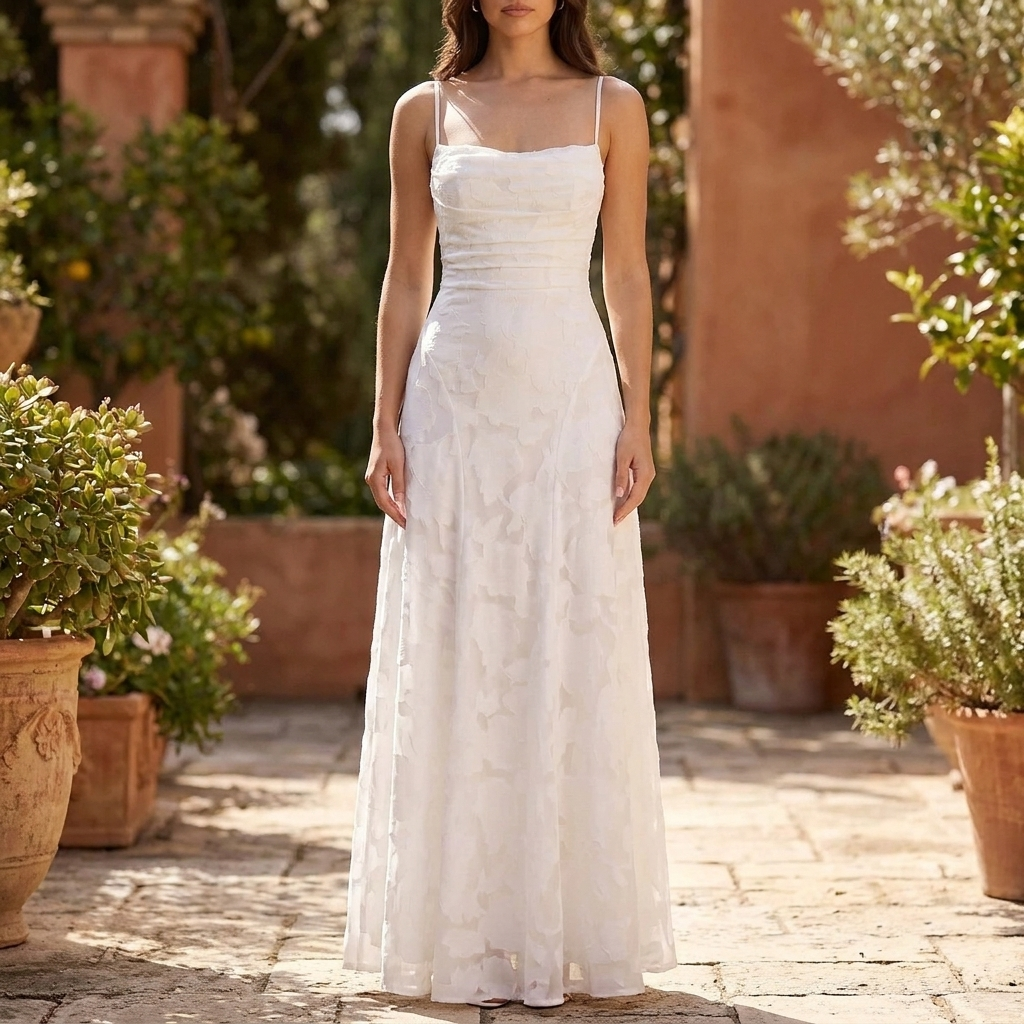 Robe de Soirée en Dentelle Florale Maxi