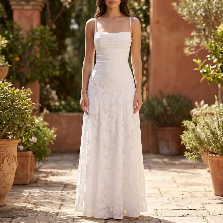 Robe de Soirée en Dentelle Florale Maxi