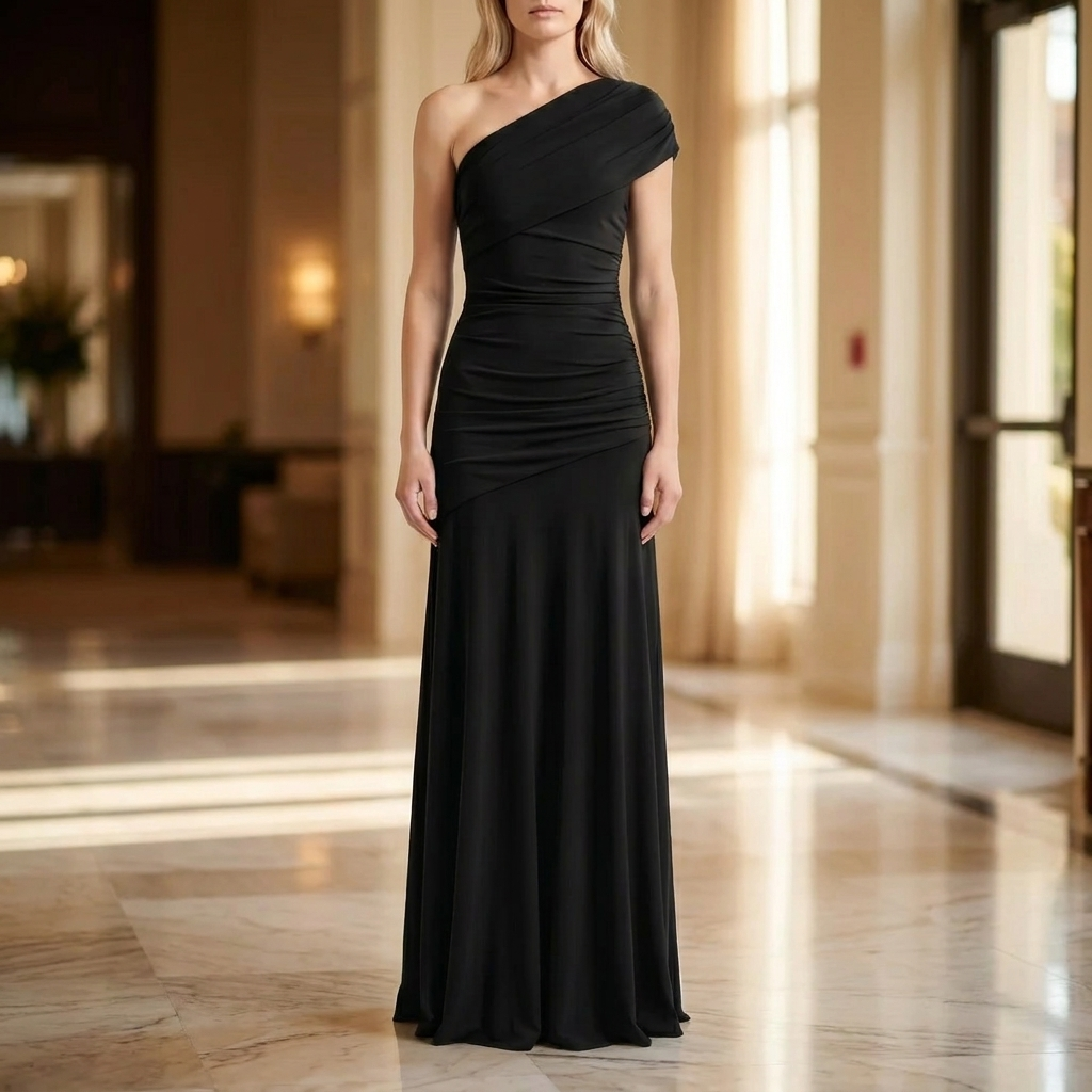Robe Maxi Asymétrique à Une Épaule