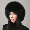 Chapeau d'hiver en fourrure de renard fausse-naturelle avec boucles d'oreilles