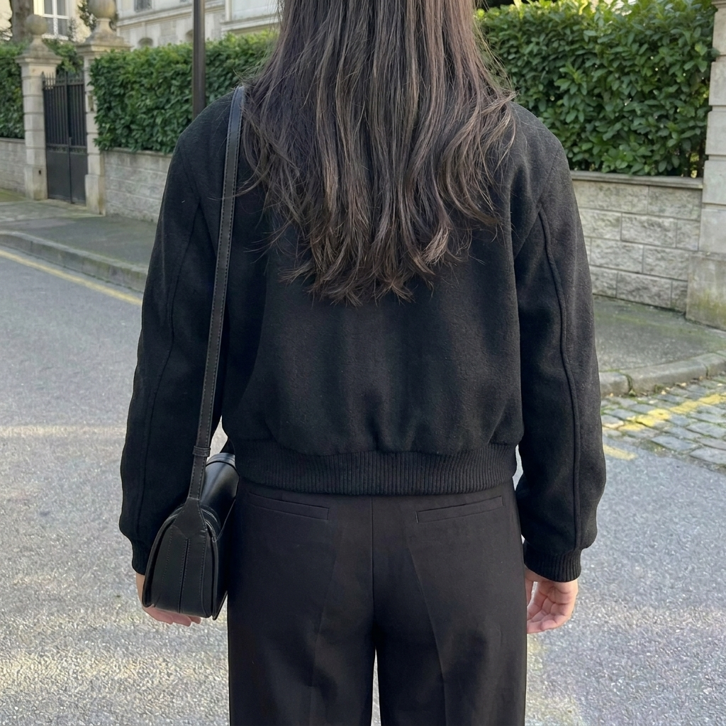 Veste Bomber Coupée Bouton Devant