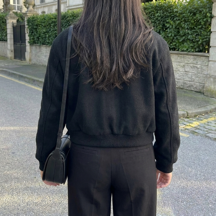 Veste Bomber Coupée Bouton Devant