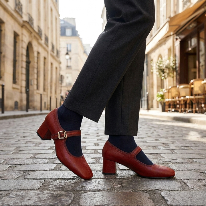 Slingbacks à Talons Bloqués Classiques – Détail de Sangle à Bout Fermé