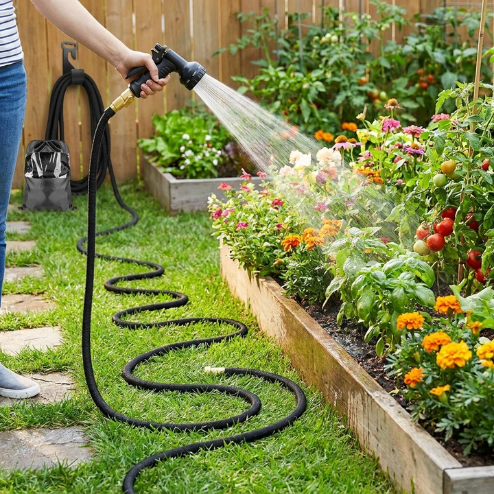 Tuyau de jardin extensible – Tuyau extérieur flexible de 100 pieds