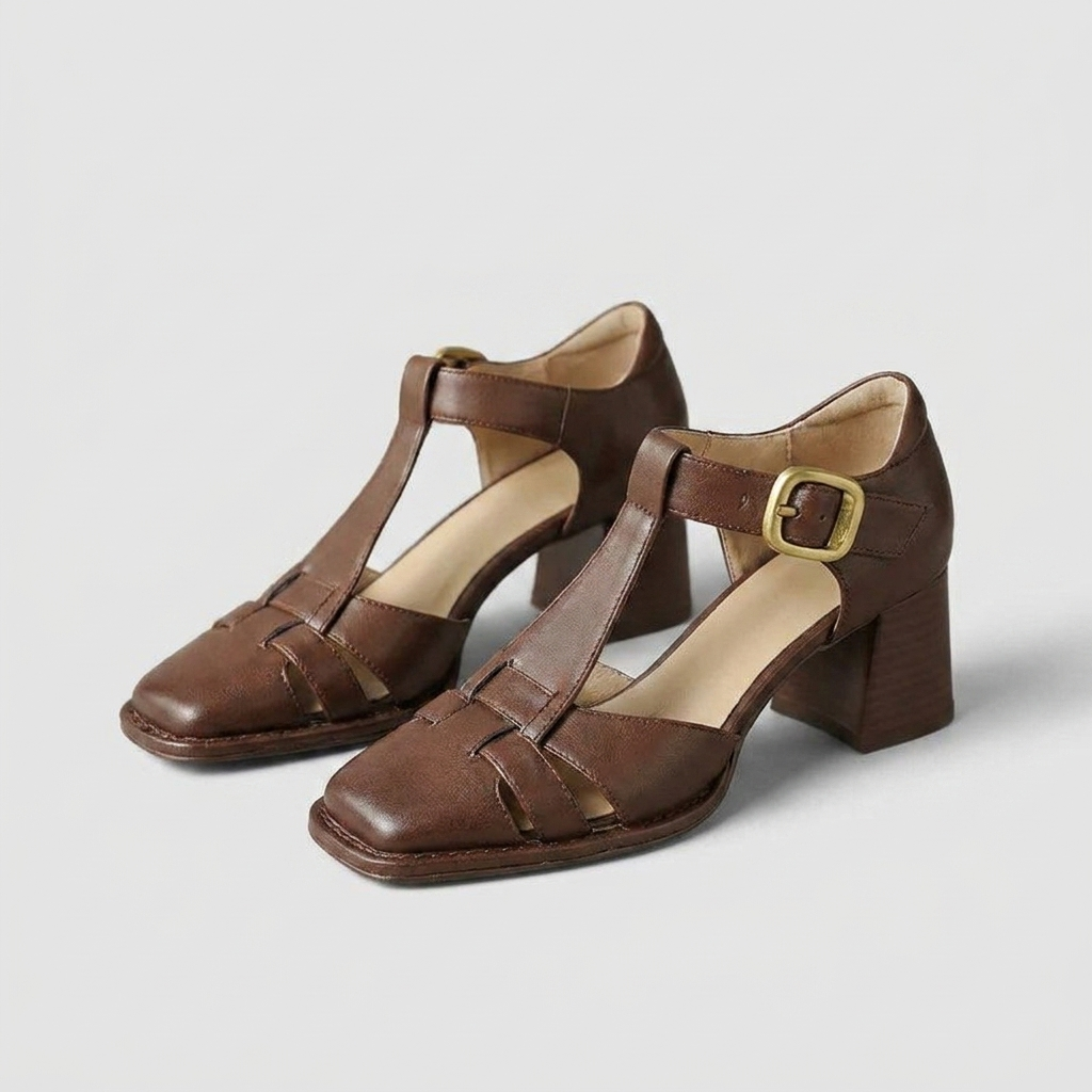 Talons Bloc T-Strap Classiques – Pumps Quotidiens à orteil fermé
